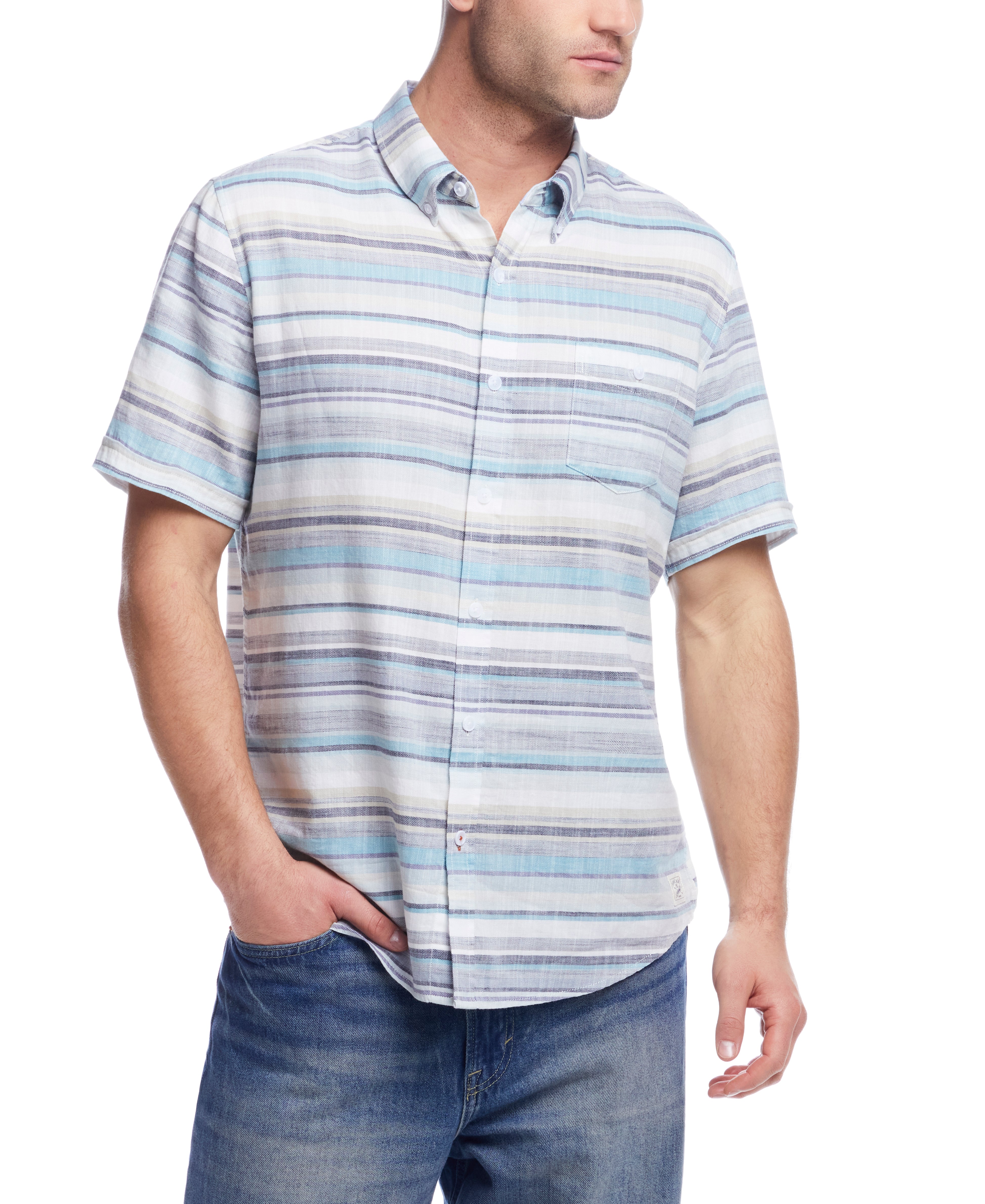 Short Sleeve Country Twill in Sea Blue