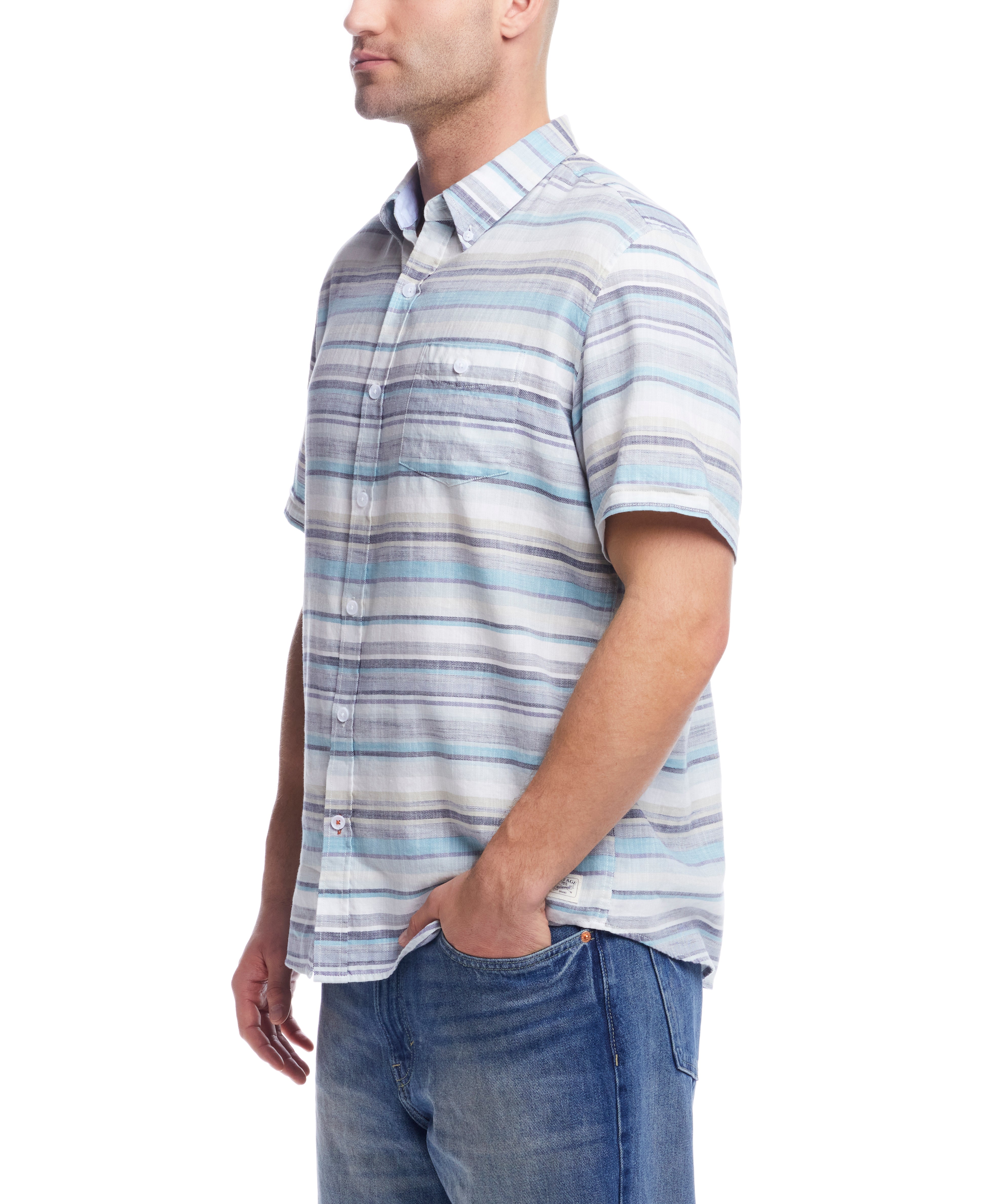 Short Sleeve Country Twill in Sea Blue