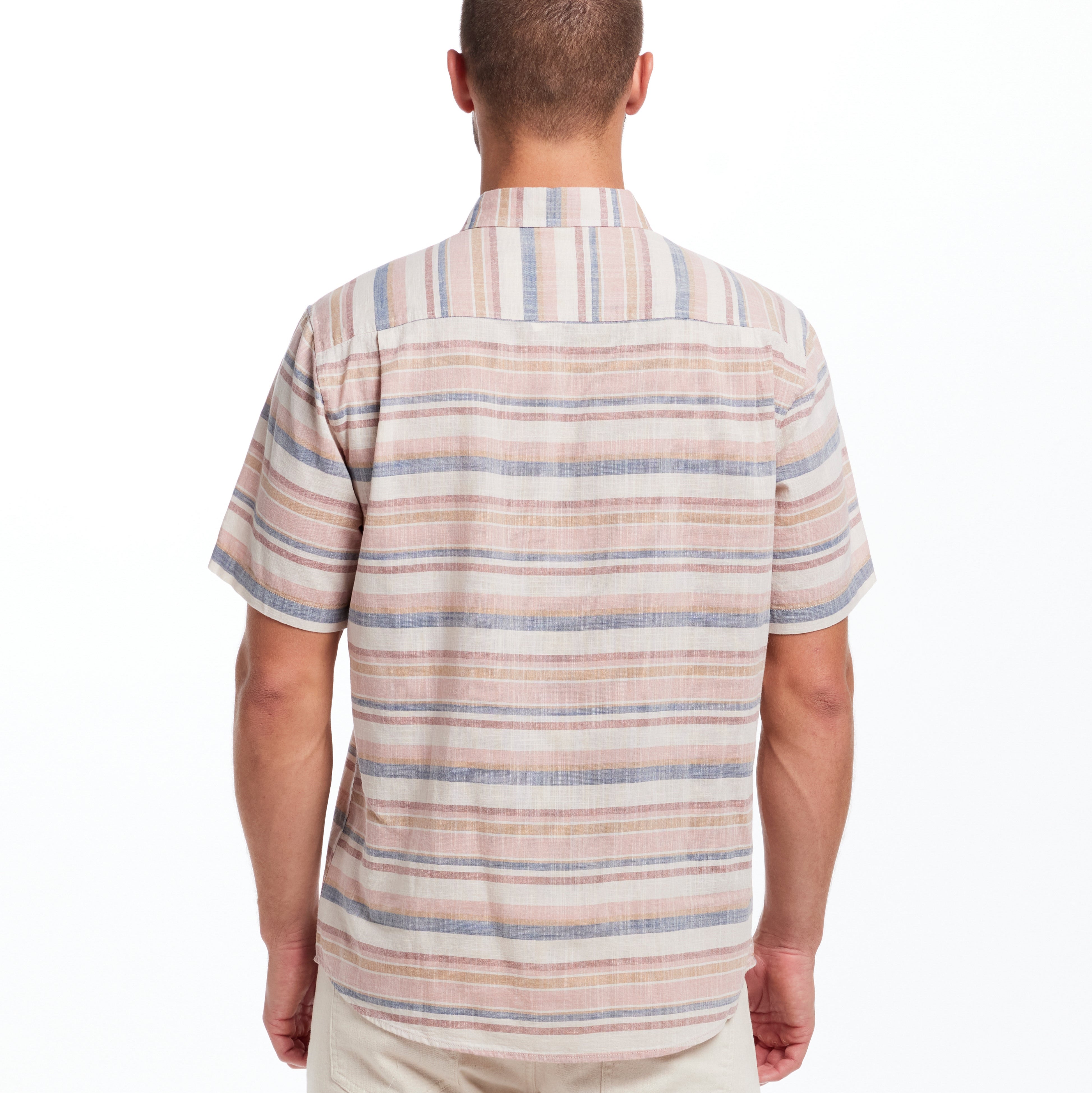 Short Sleeve "Faux Linen" Cotton Shirt in Blush