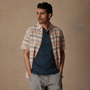 Short Sleeve "Faux Linen" Cotton Shirt in Blush