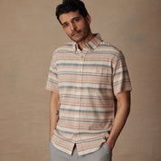 Short Sleeve "Faux Linen" Cotton Shirt in Blush