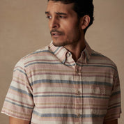 Short Sleeve "Faux Linen" Cotton Shirt in Blush