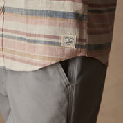 Short Sleeve "Faux Linen" Cotton Shirt in Blush