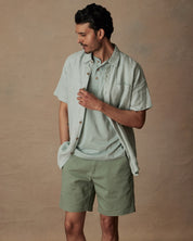 Short Sleeve Cotton Poplin Shirt in Teal Mist