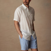 Short Sleeve Linen Shirt in White