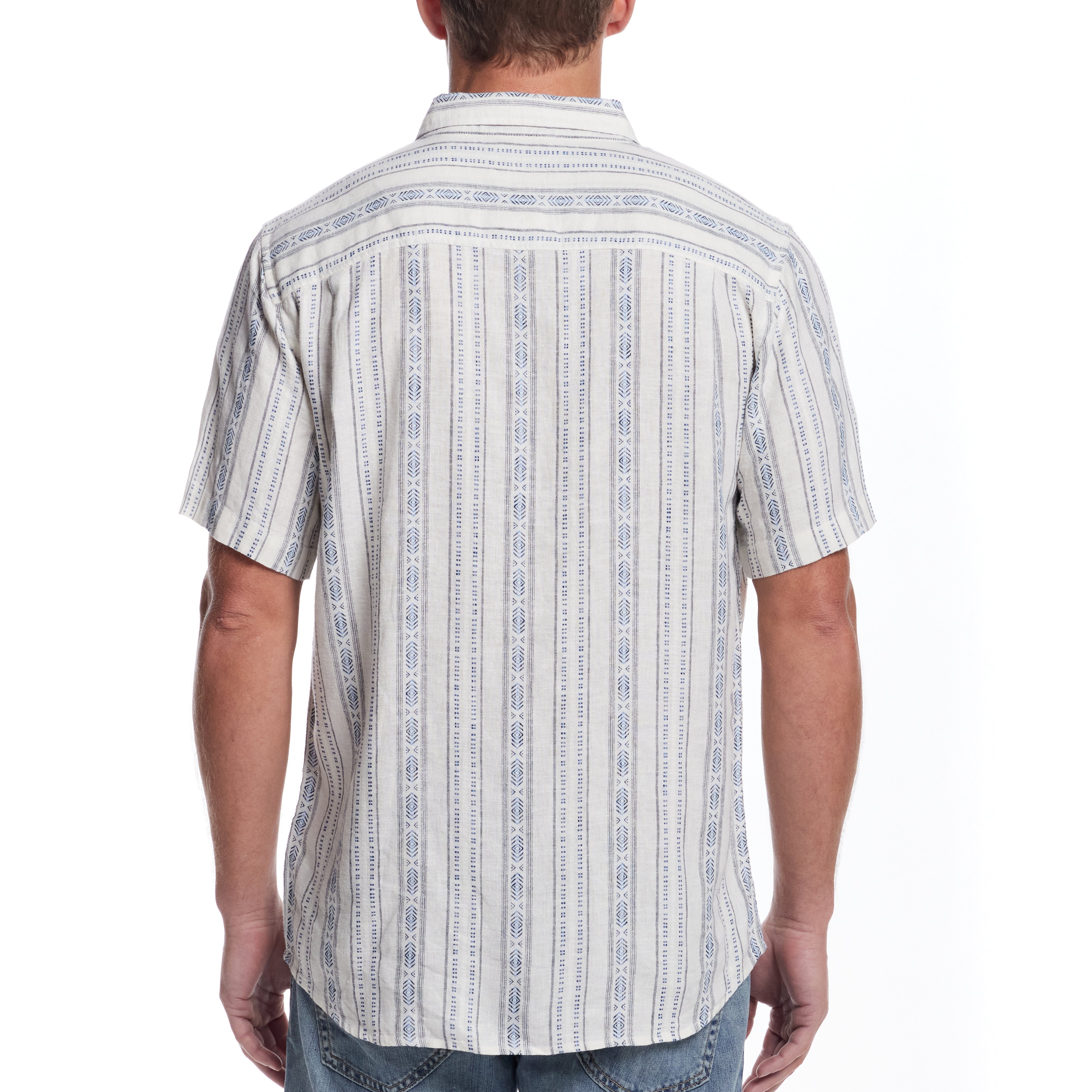 Short Sleeve Aztec Dobby Shirt in Azure Blue