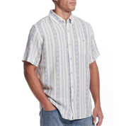 Short Sleeve Aztec Dobby Shirt in Azure Blue