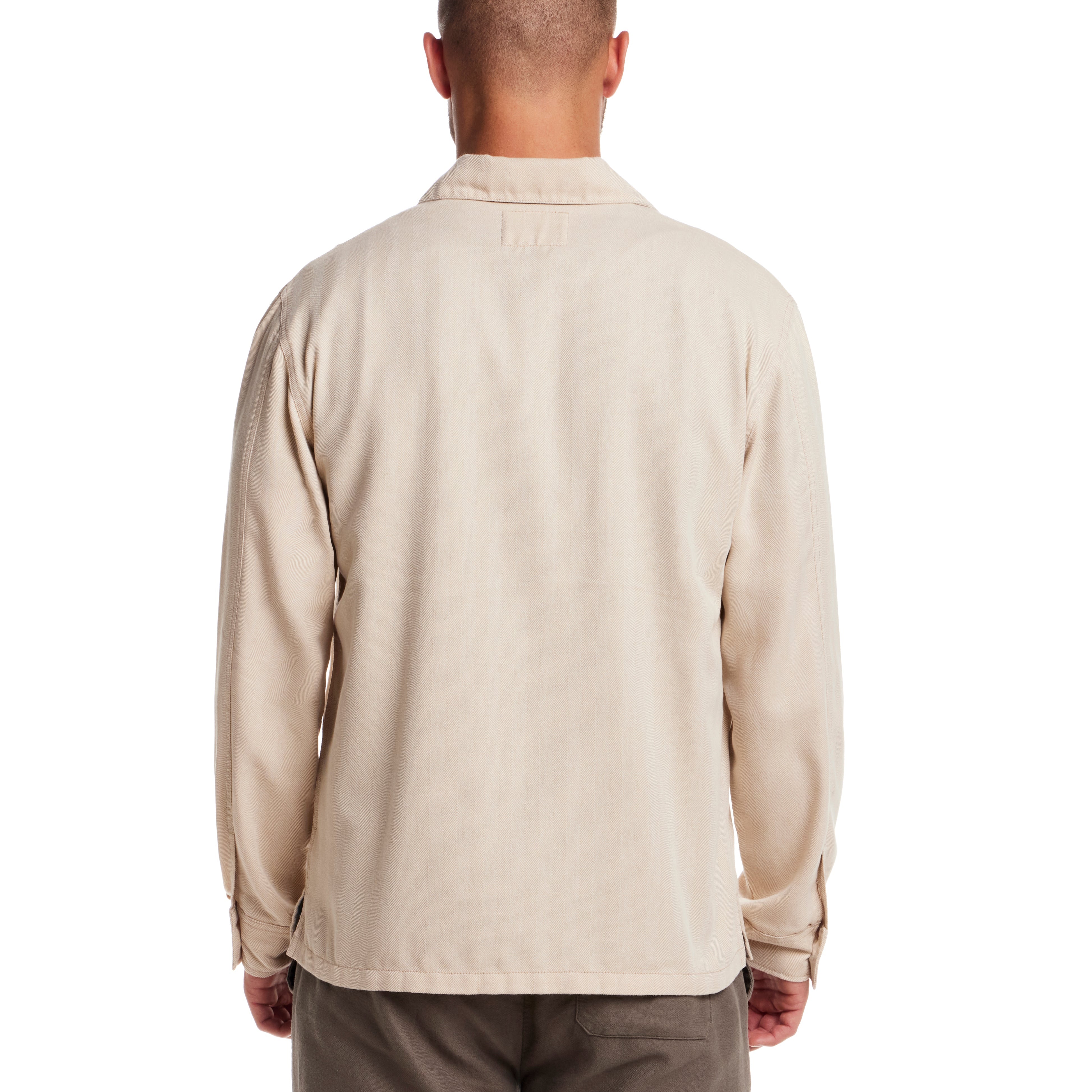 Long Sleeve Unlined Utility Shirt Jacket in White Pepper