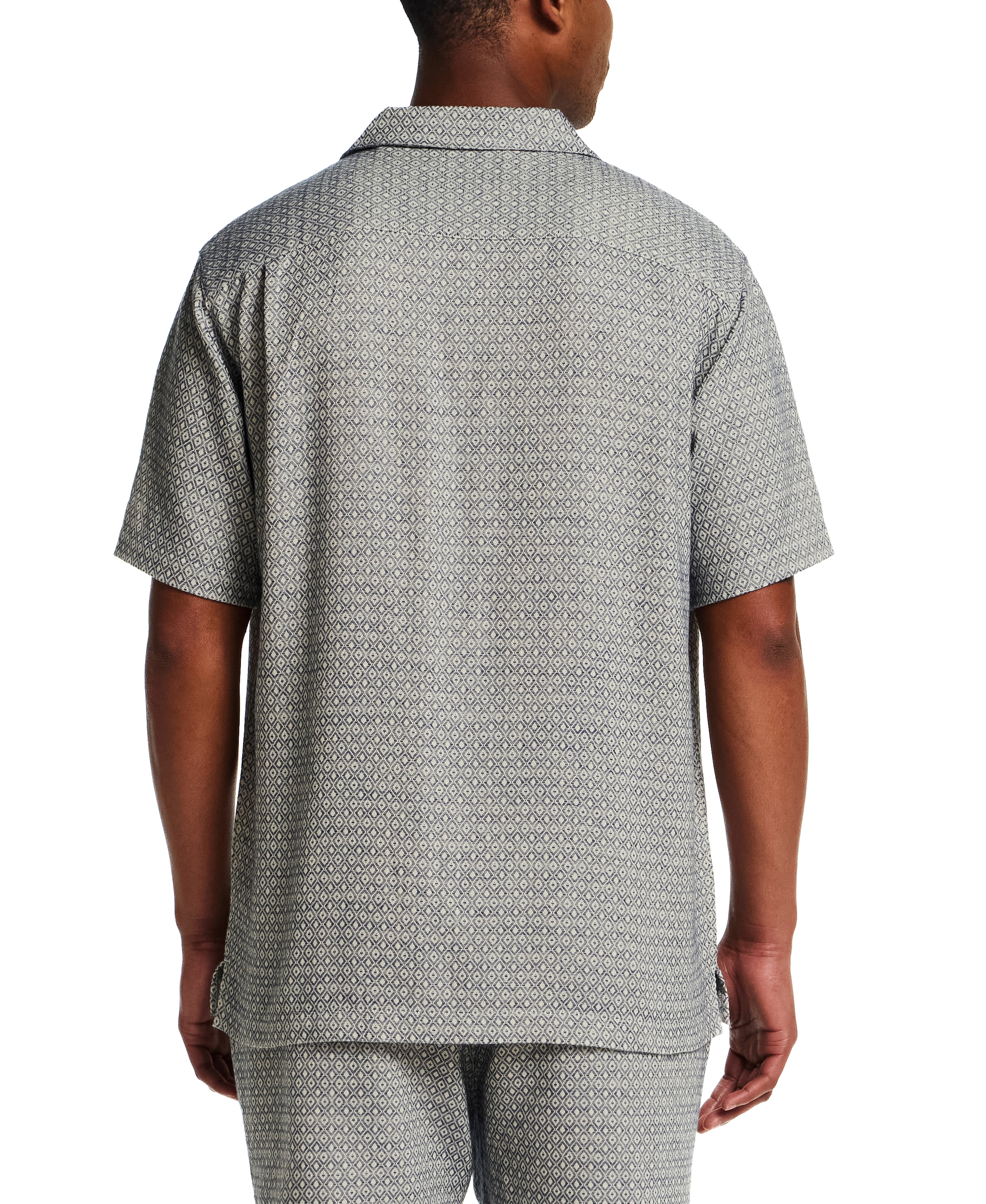 Jacquard Resort Shirt in Navy Diamond