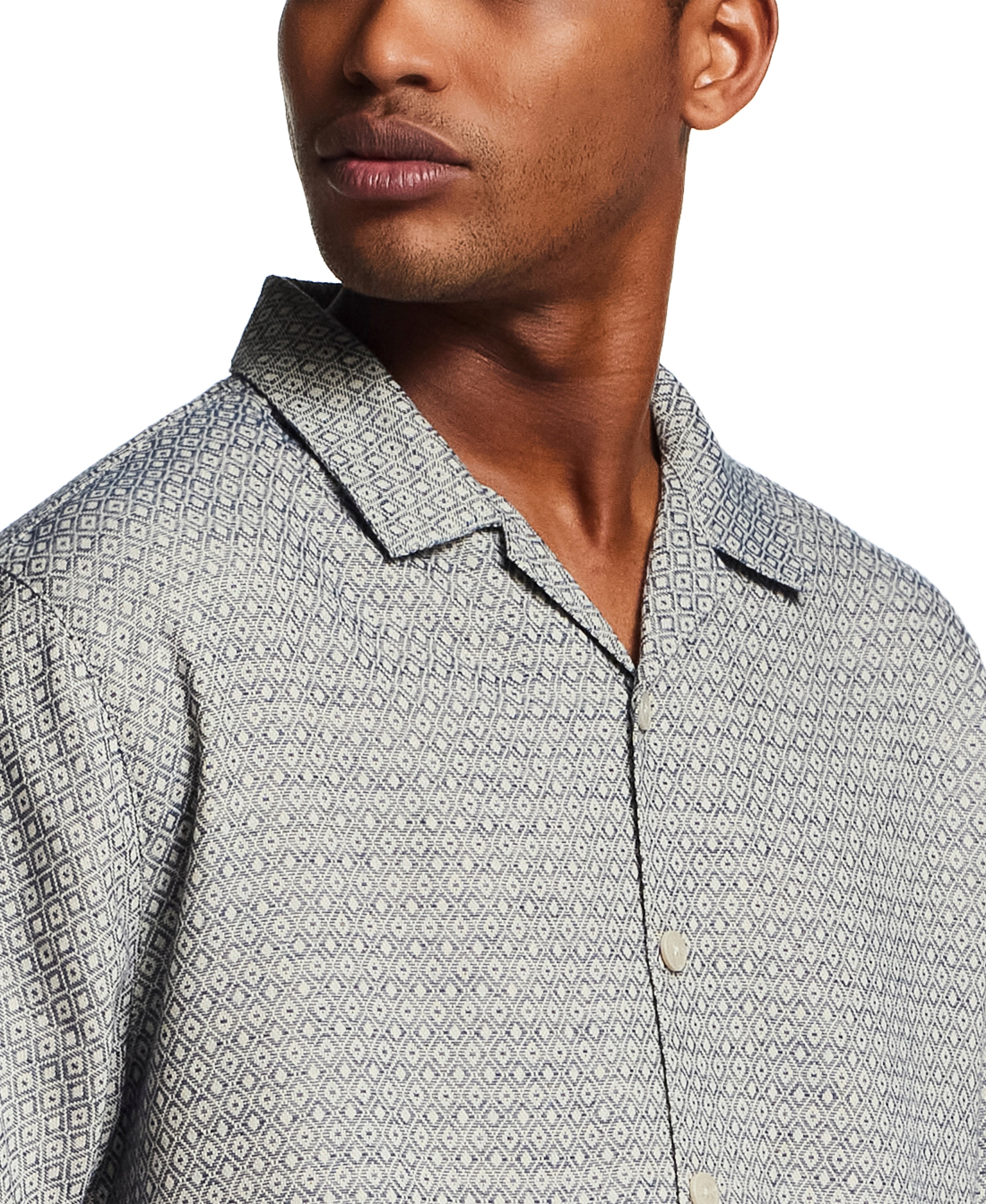 Jacquard Resort Shirt in Navy Diamond