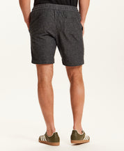 Chambray Stripe Drawstring Short in Black