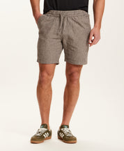 Chambray Stripe Drawstring Short in Black Stripe