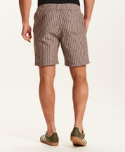 Chambray Stripe Drawstring Short in Brown Stripe