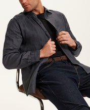Long Sleeve Linen Shirt in Grey