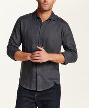 Long Sleeve Linen Shirt in Grey
