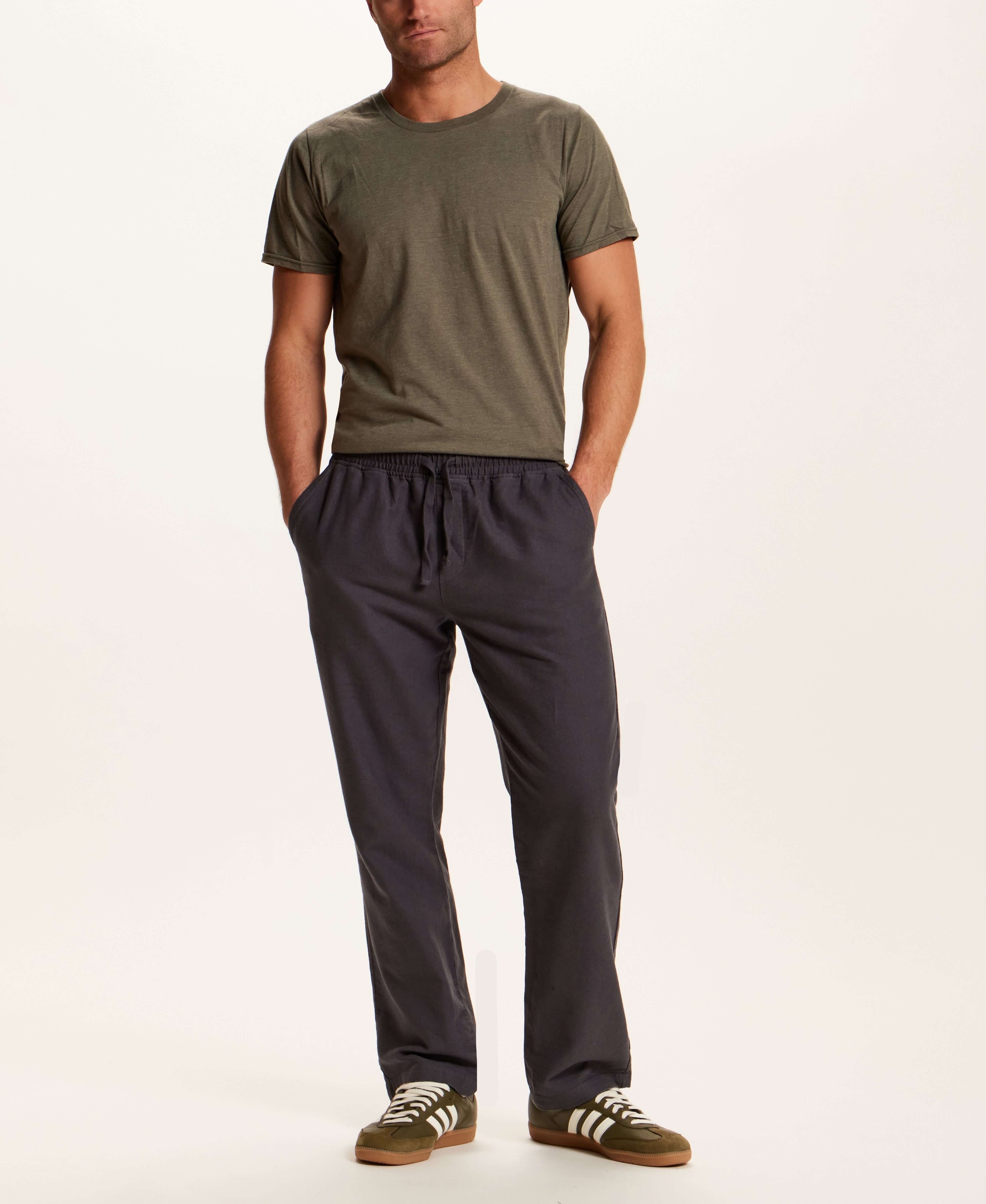 Linen Blend Drawstring Pants
