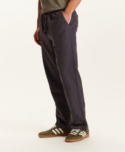 Linen Blend Drawstring Pants in Charcoal