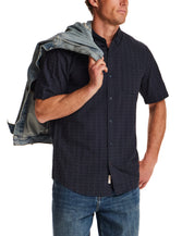 Textured Cotton Button-Down Shirt in Midnight