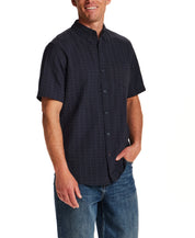 Textured Cotton Button-Down Shirt in Midnight