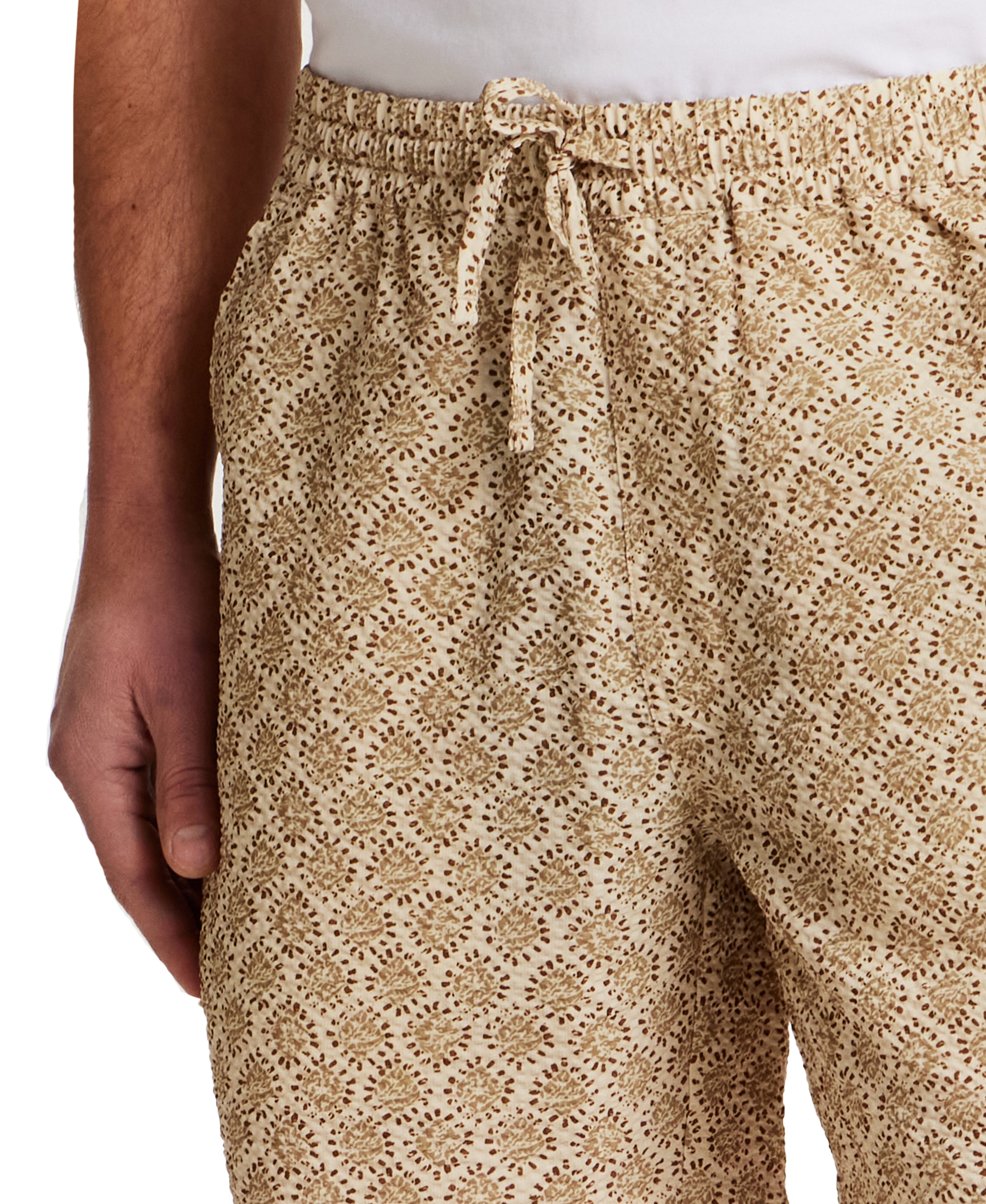 The Medallion Print Seersucker Short in Khaki