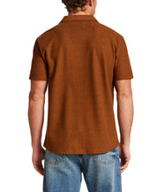 Pique Knit Camp Collar Shirt in Retro Brown