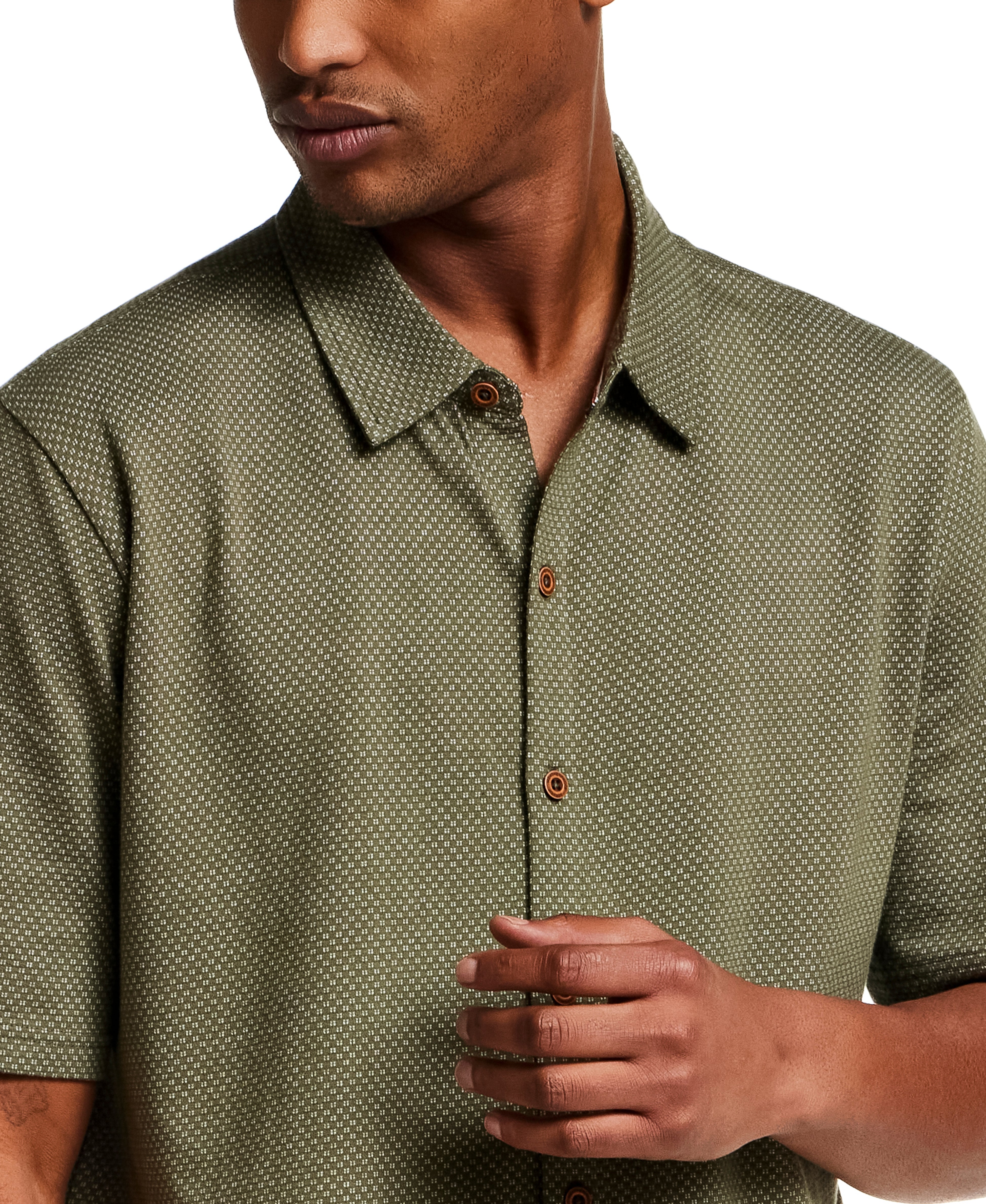 Cotton Twill Short Sleeve Shirt in Grape Leaf