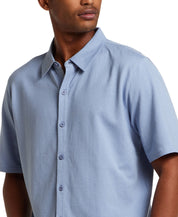 Cotton Twill Short Sleeve Shirt in Infinity Blue