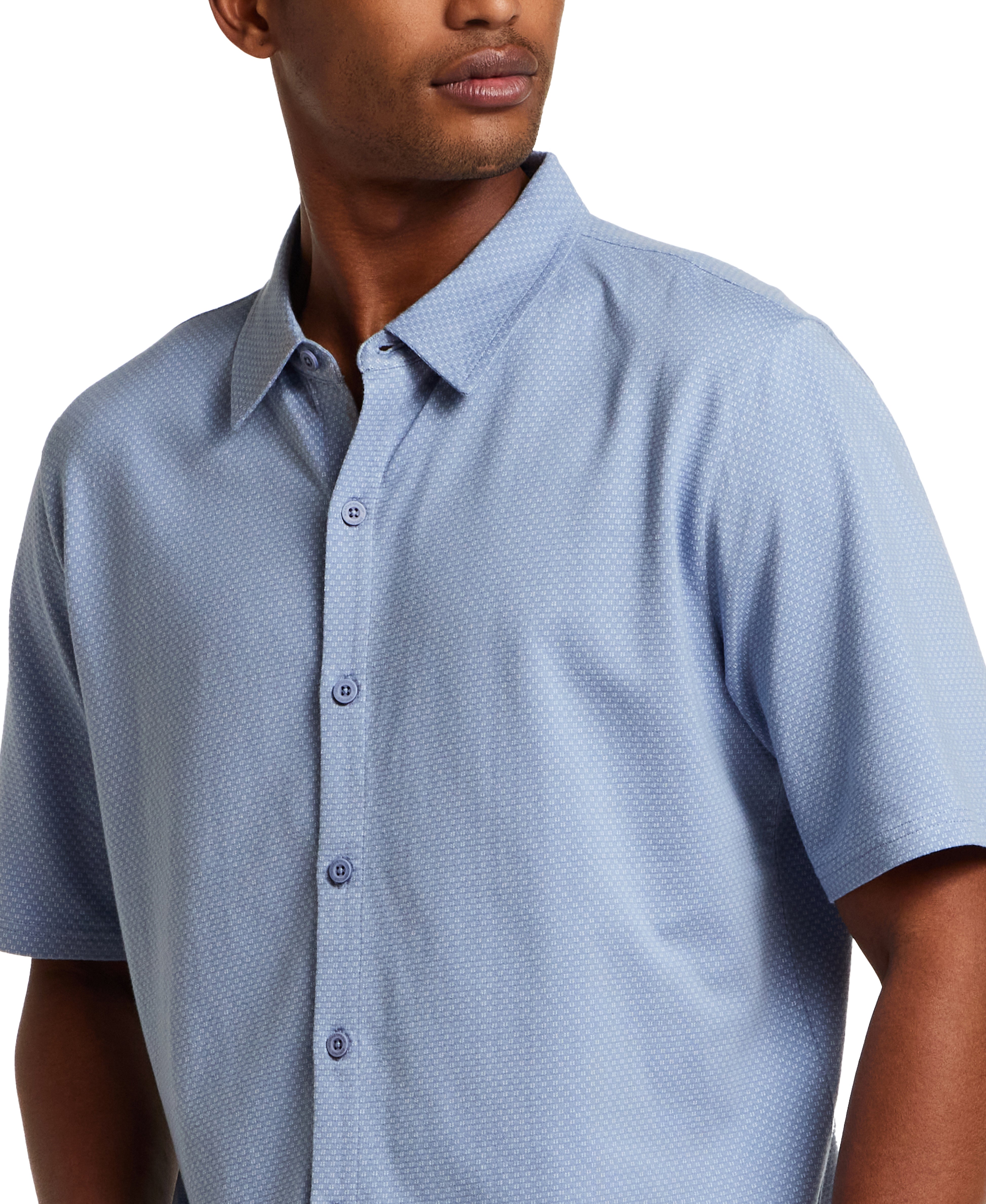 Cotton Twill Short Sleeve Shirt in Infinity Blue