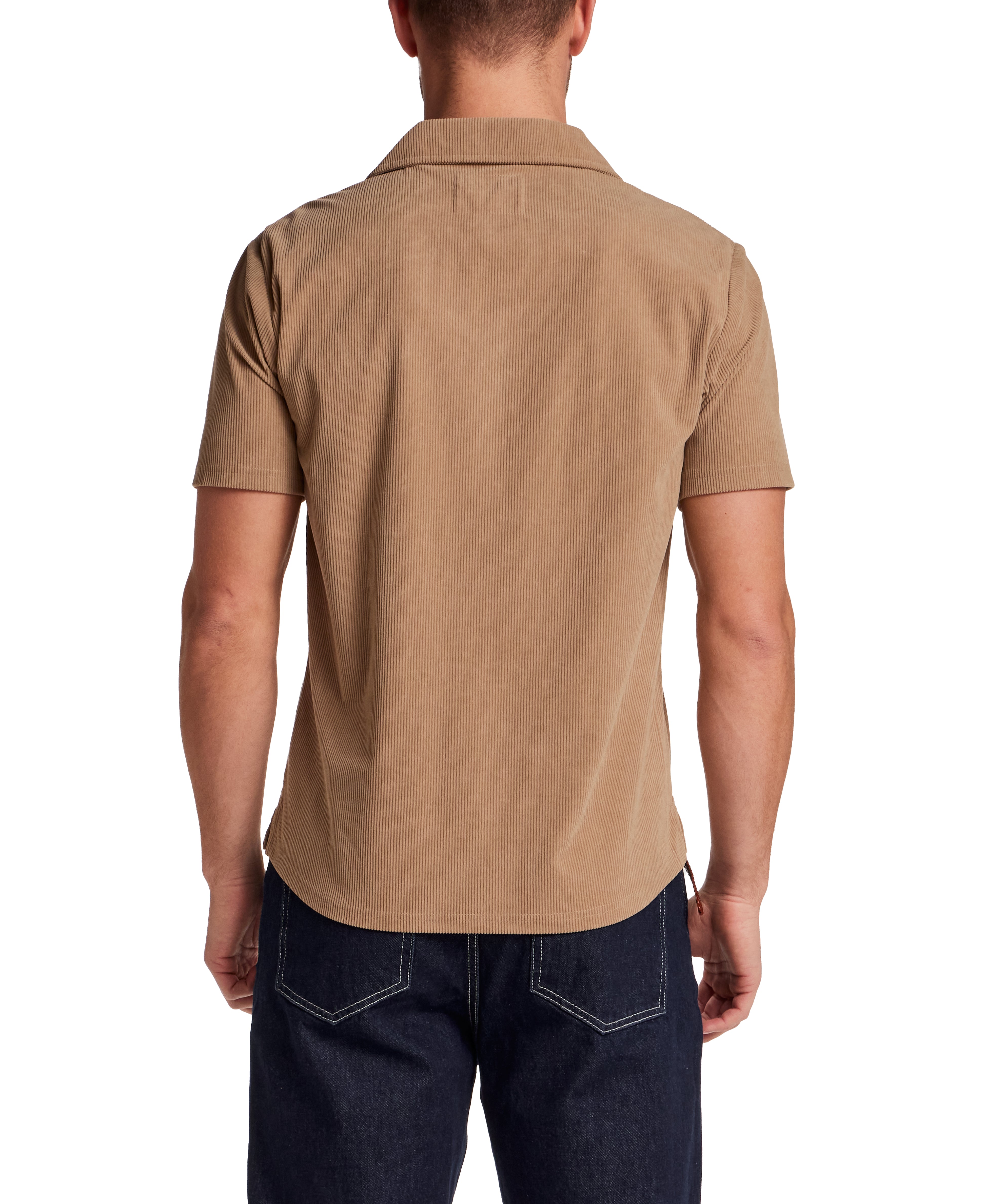 Short Sleeve Corduroy Cabana Shirt in Elmwood Khaki