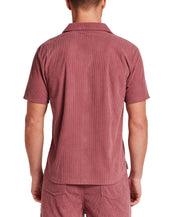 Short Sleeve Corduroy Cabana Shirt in Rose Brown