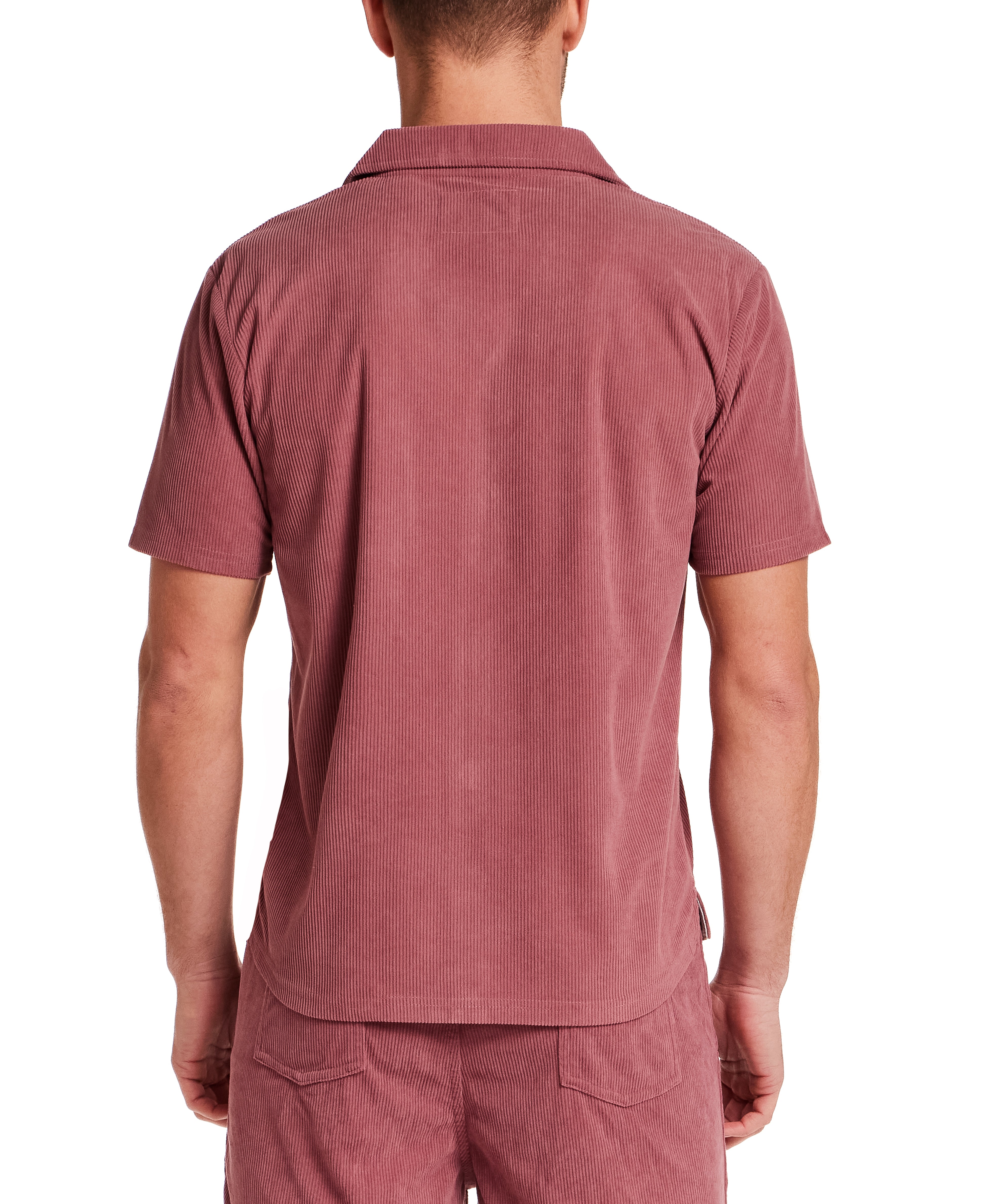Short Sleeve Corduroy Cabana Shirt in Rose Brown