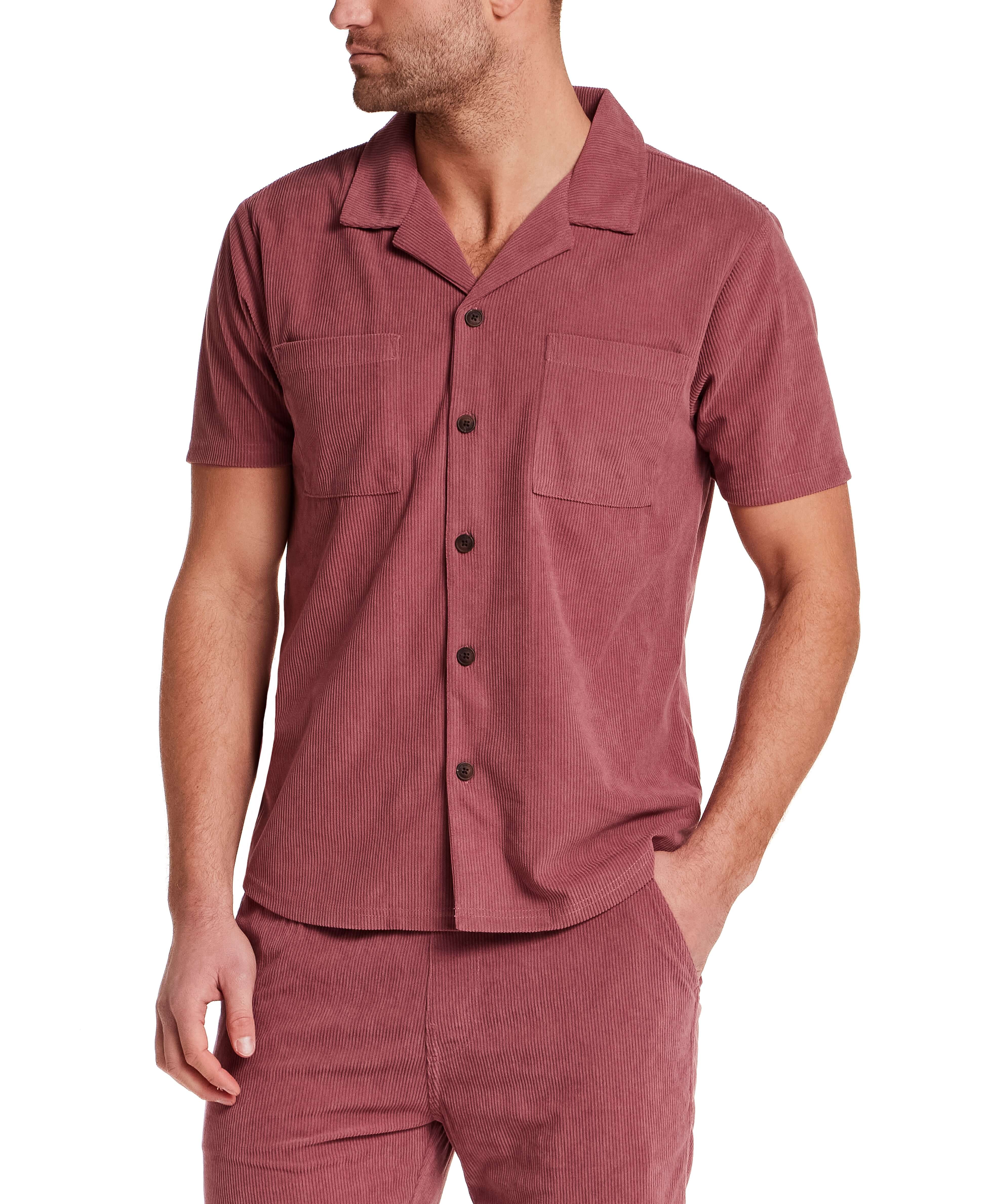 Short Sleeve Corduroy Cabana Shirt in Rose Brown | Weatherproof