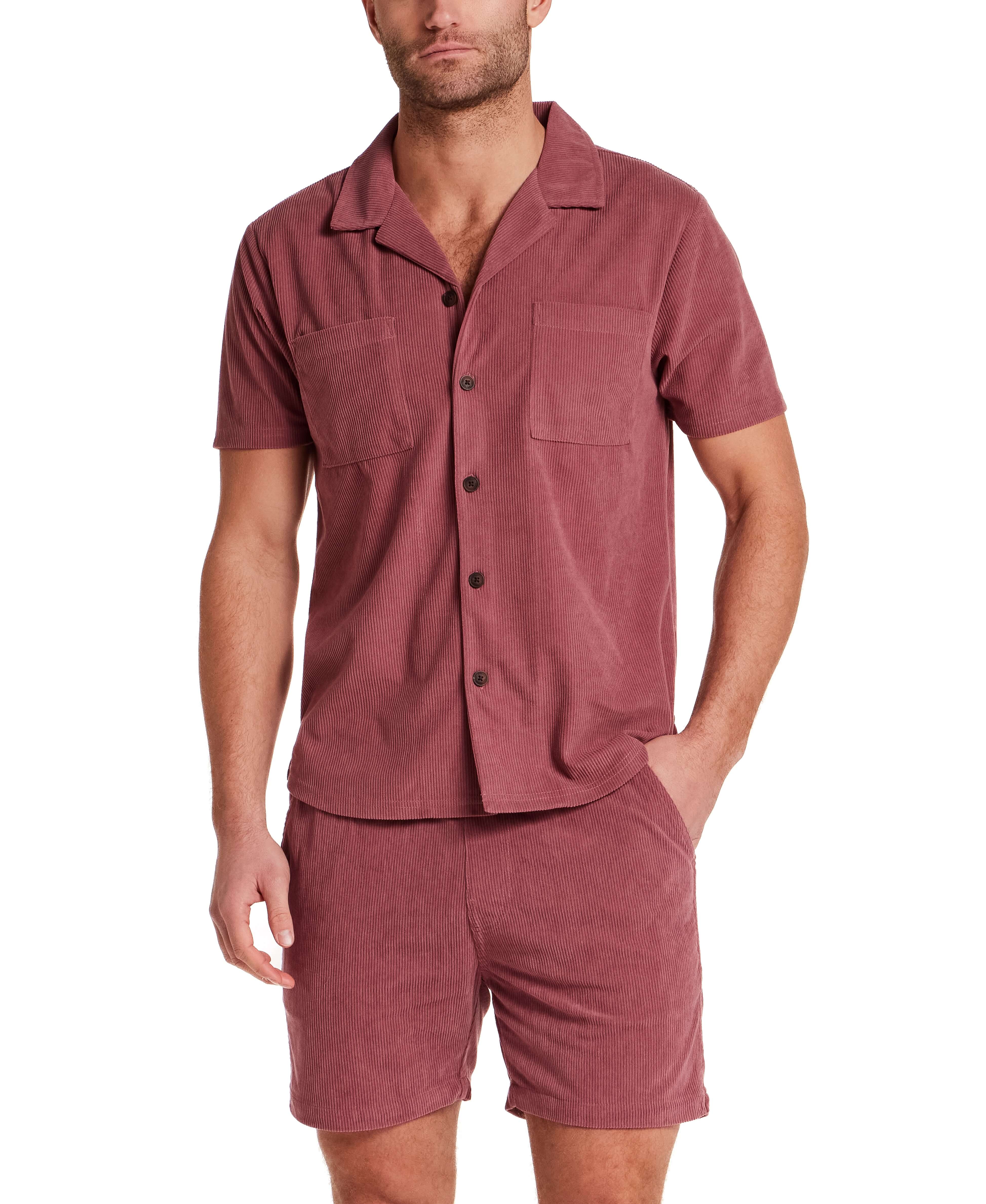 Short Sleeve Corduroy Cabana Shirt in Rose Brown | Weatherproof