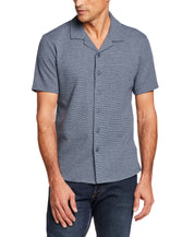 Microstripe Camp Shirt in Naval Academy