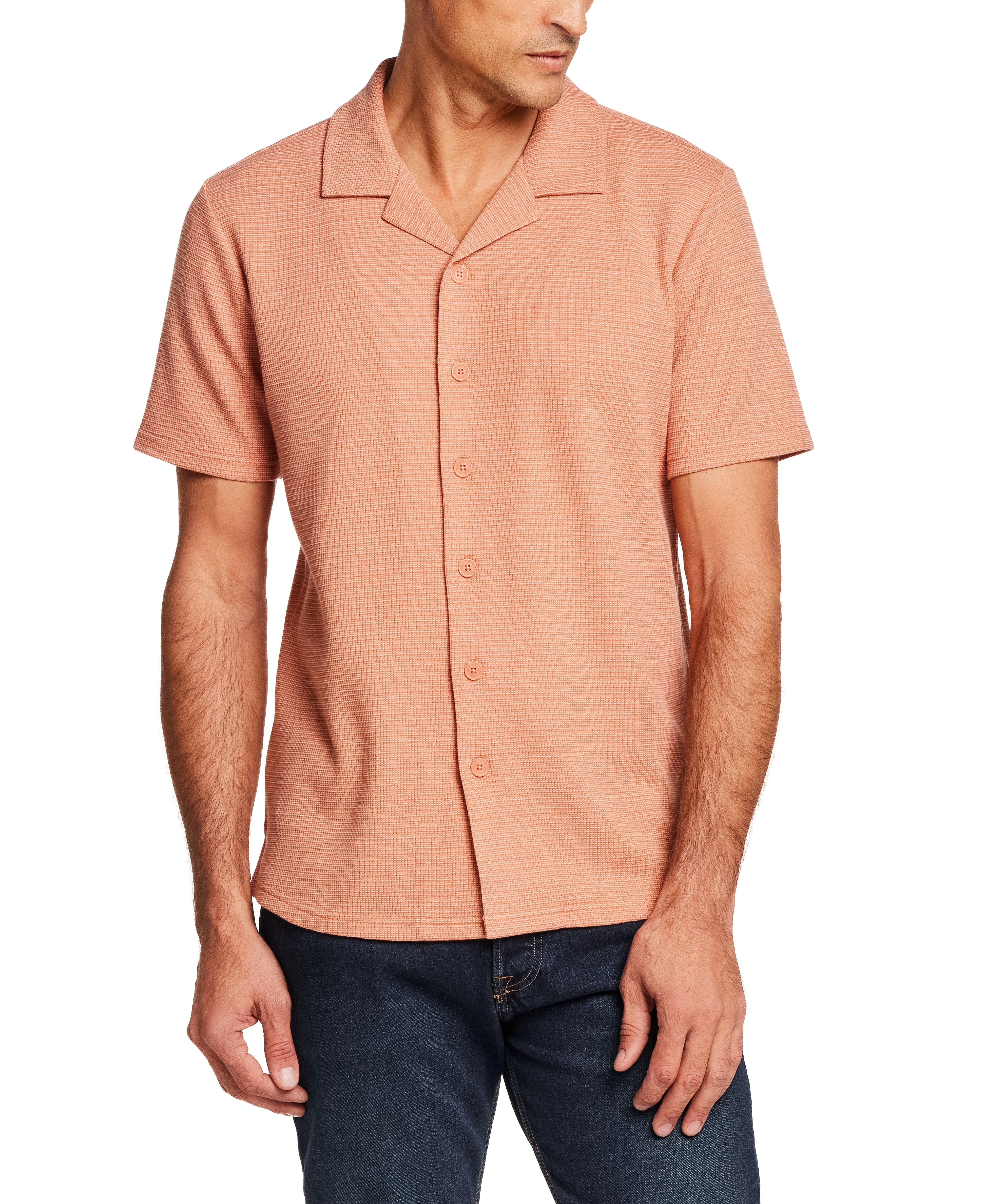 Microstripe Camp Shirt in Sunrise