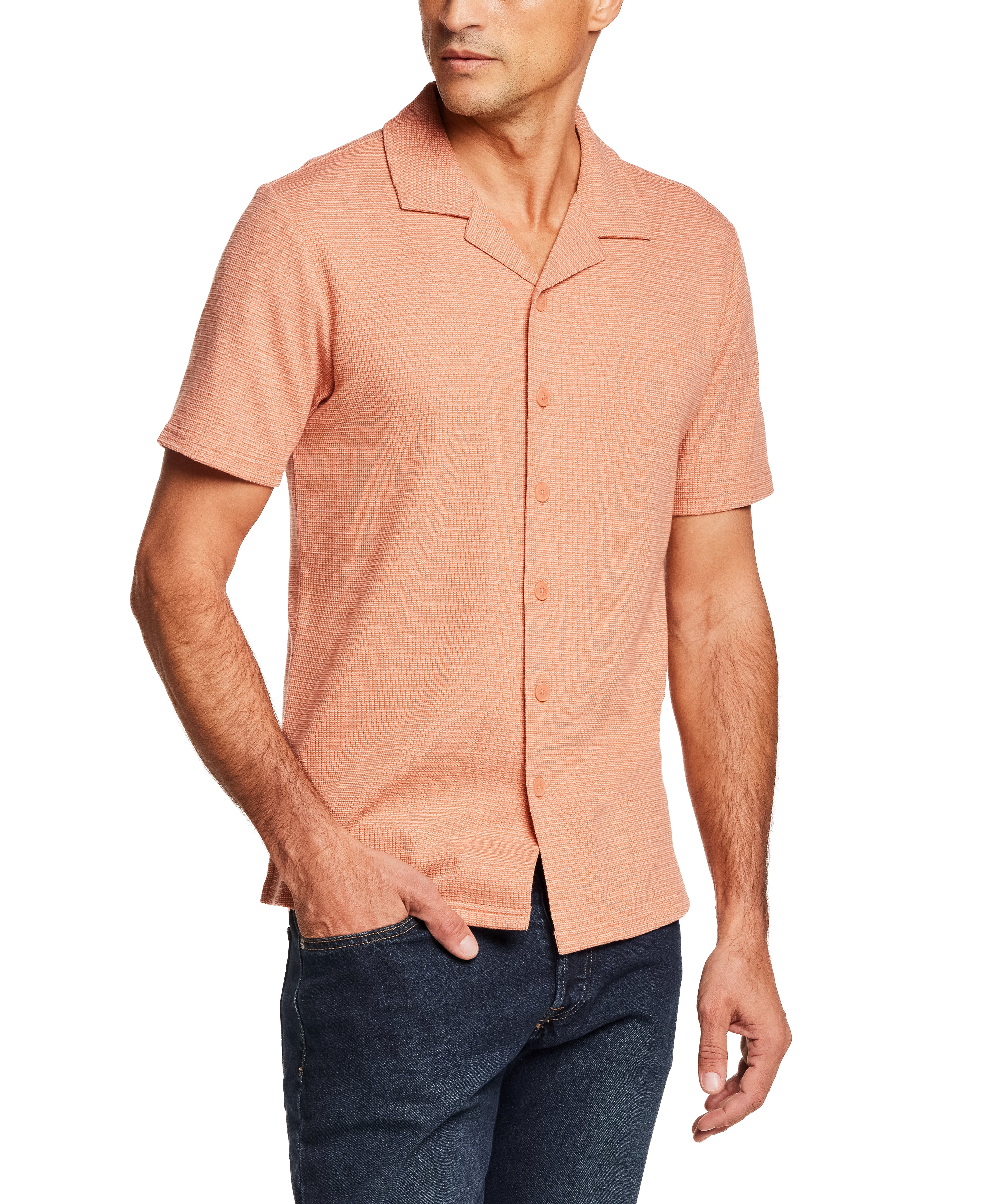 Microstripe Camp Shirt in Sunrise