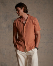 Microstripe Camp Shirt in Sunrise