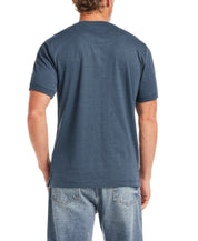 Short Sleeve Melange Henley in Deep Cobalt