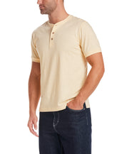 Short Sleeve Melange Henley in Lemon Gelato