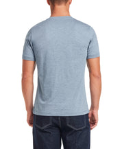 Short Sleeve Melange Henley in Spring Wave