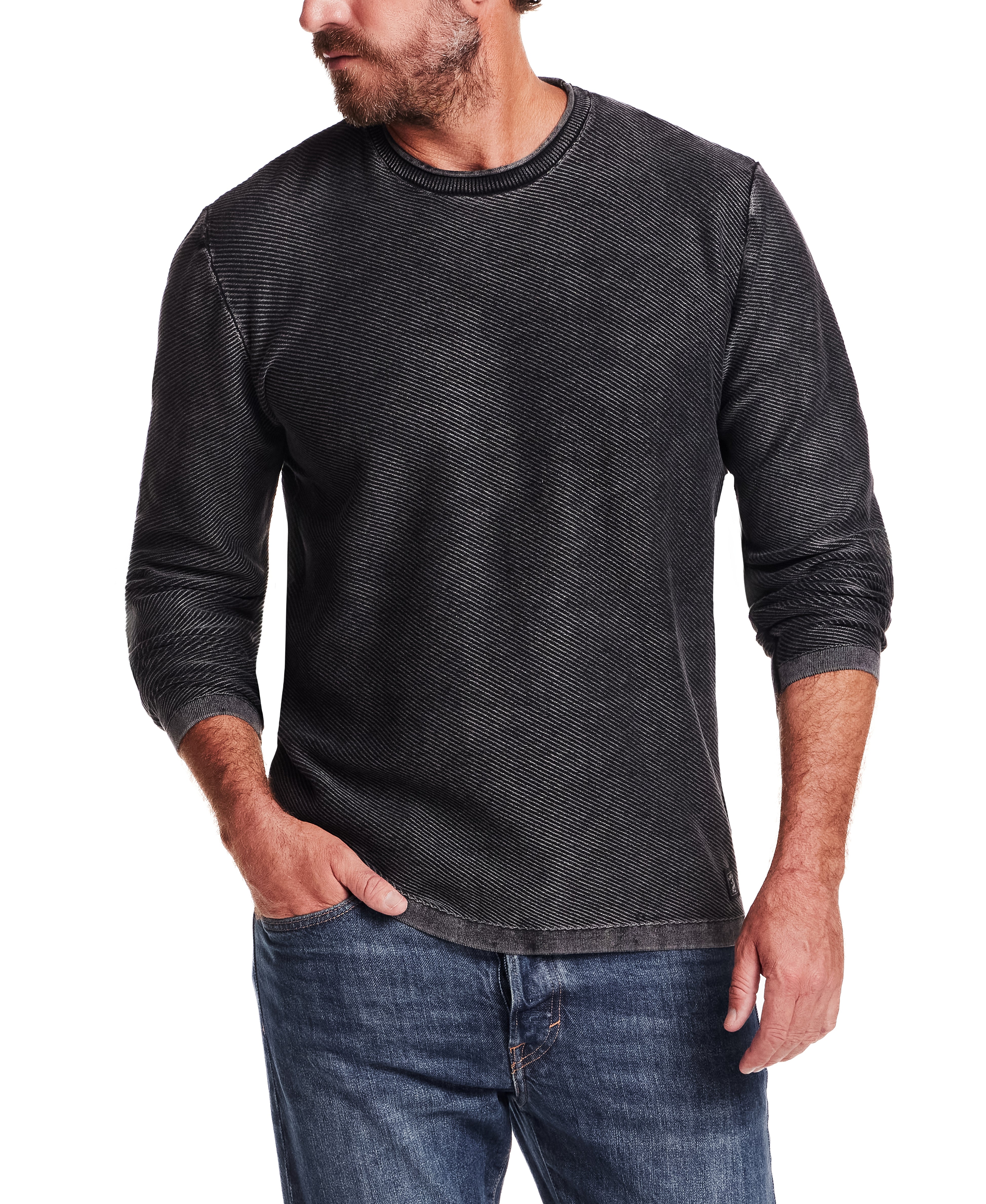 Twill Stonewash Sweater in Jet Black