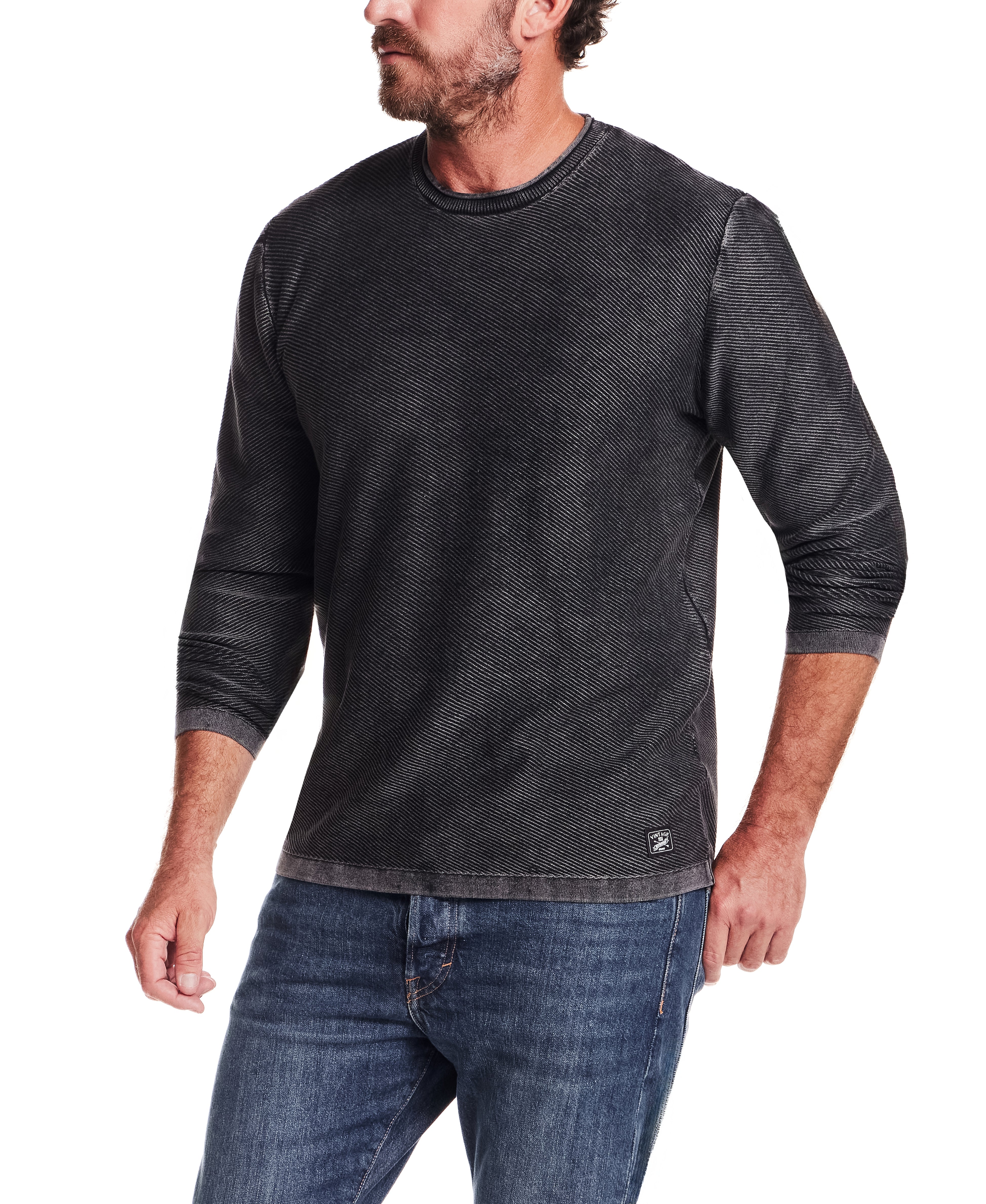 Twill Stonewash Sweater in Jet Black