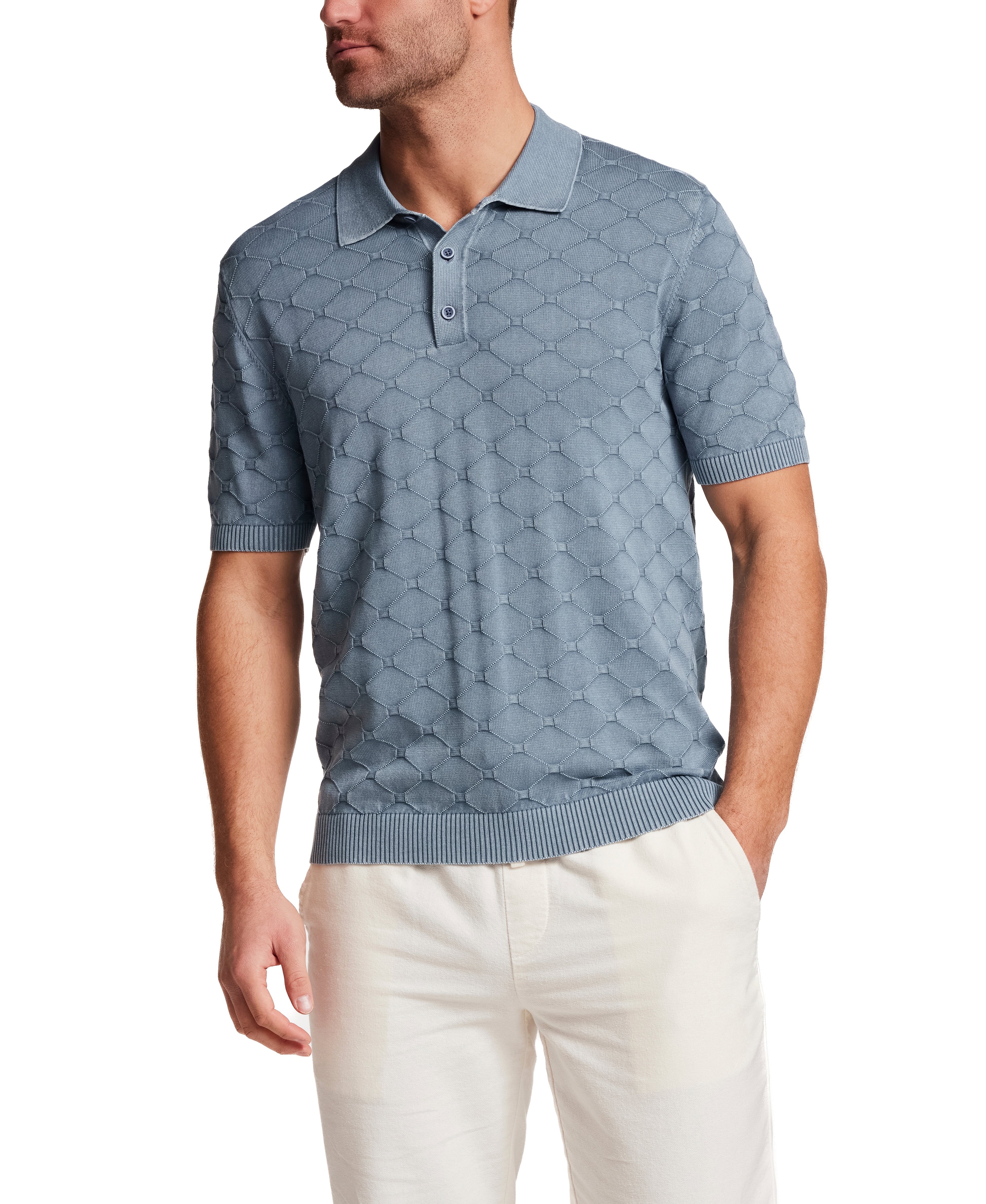 Stonewash Diamond Sweater Polo in Infinity Blue