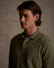 Stonewash Diamond Sweater Polo in Sea Grass
