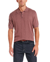 Pointelle Polo Sweater in Rose Brown