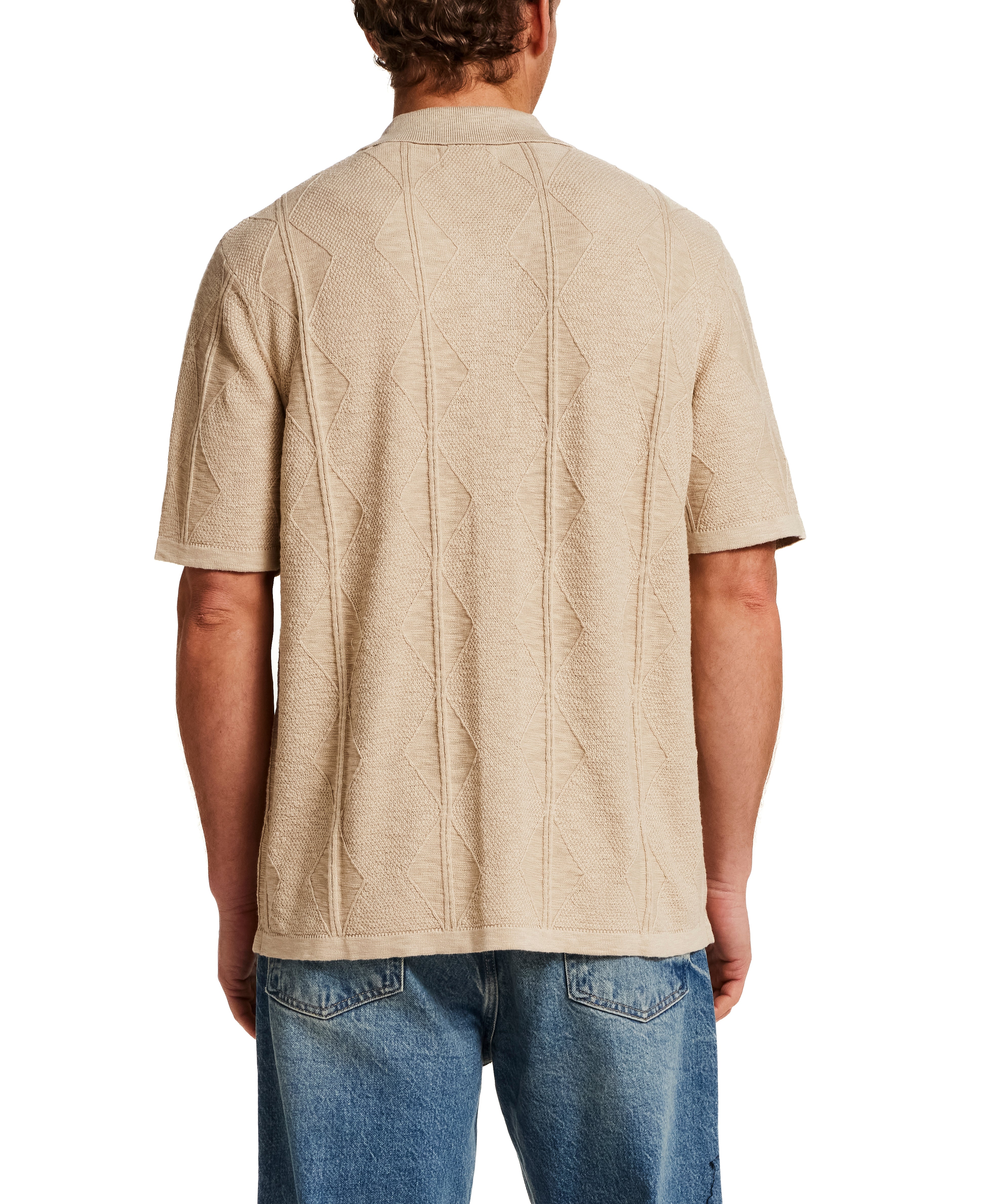 Diamond Knit Resort Shirt in Khaki