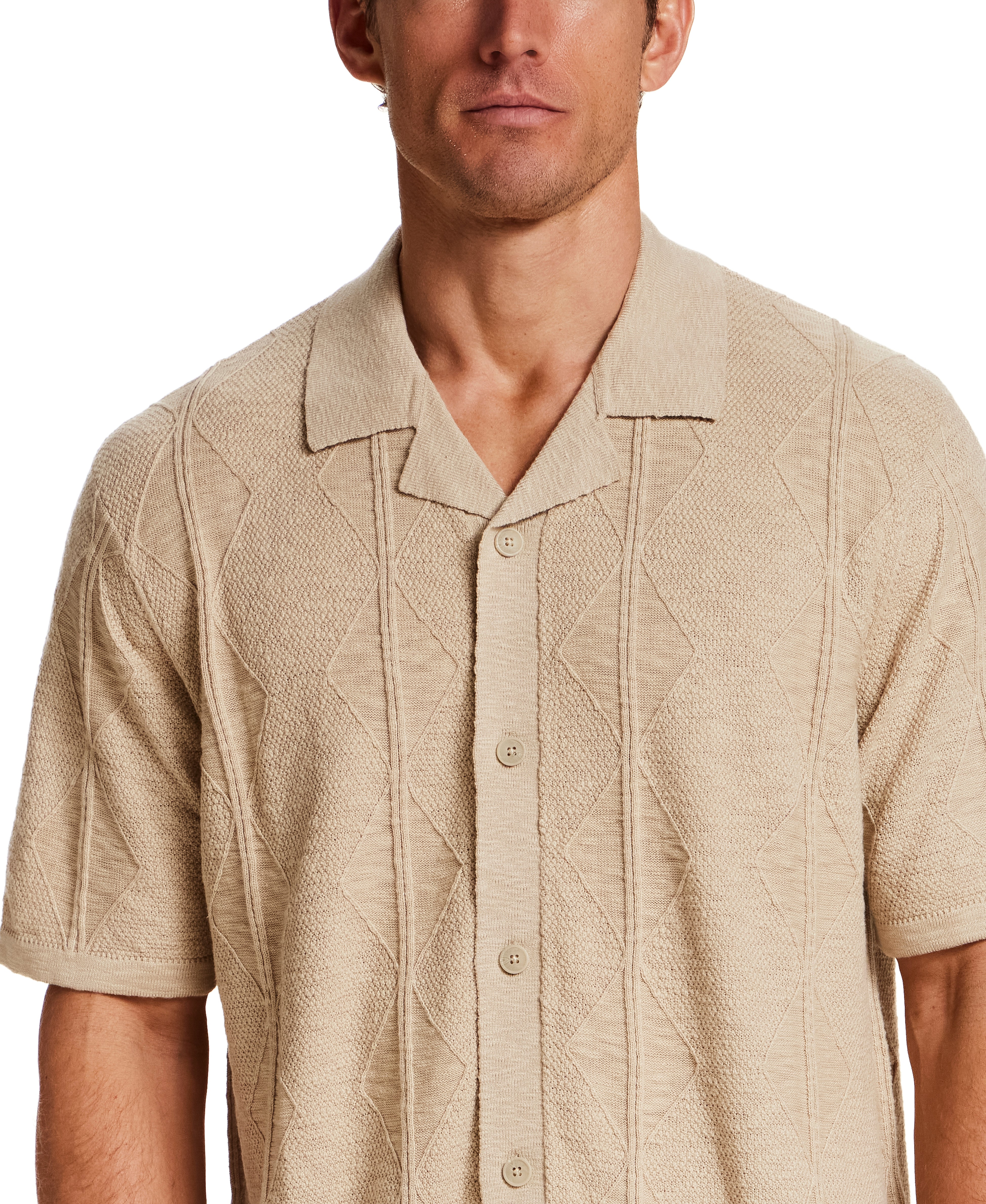 Diamond Knit Resort Shirt in Khaki