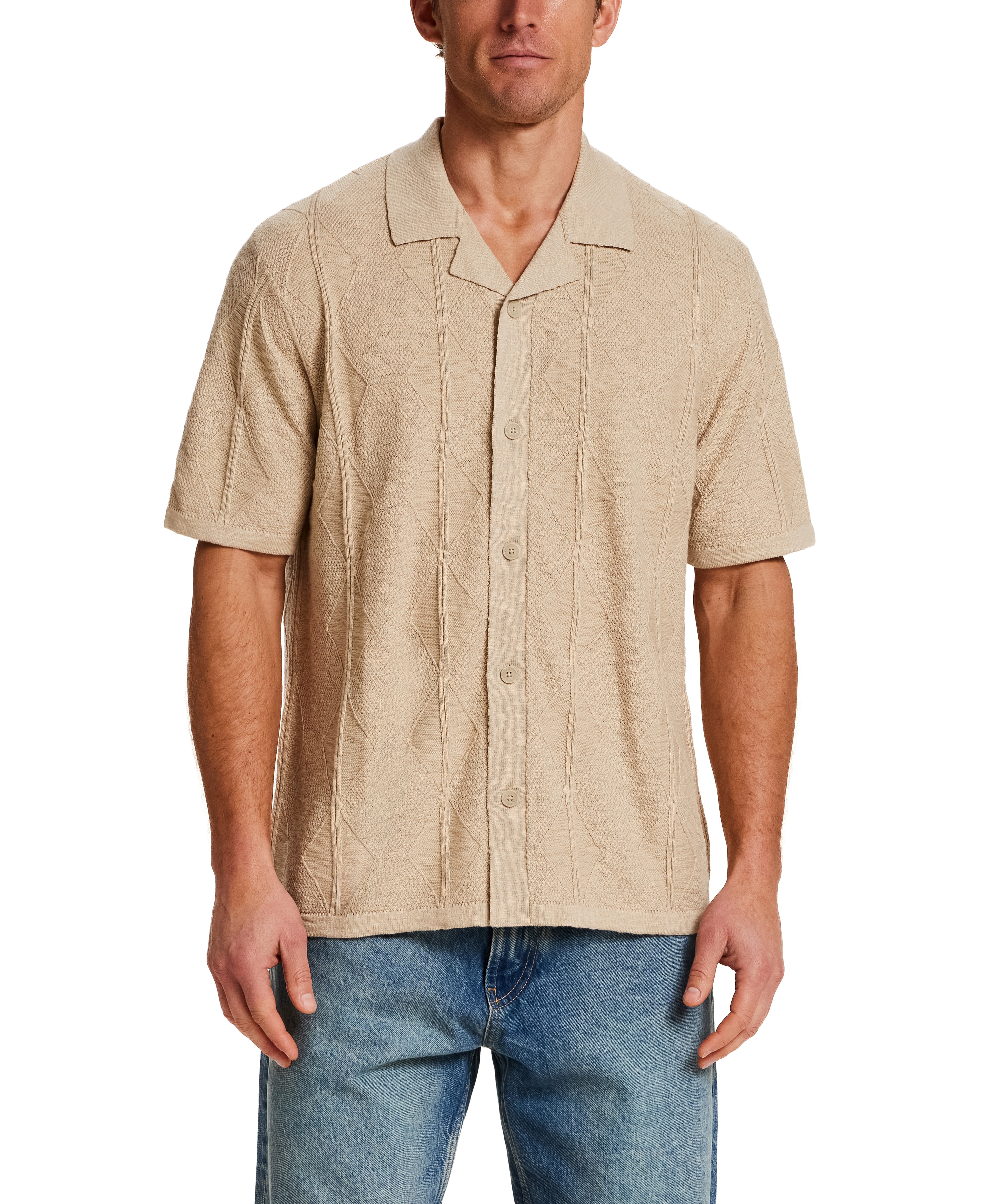 Diamond Knit Resort Shirt in Khaki