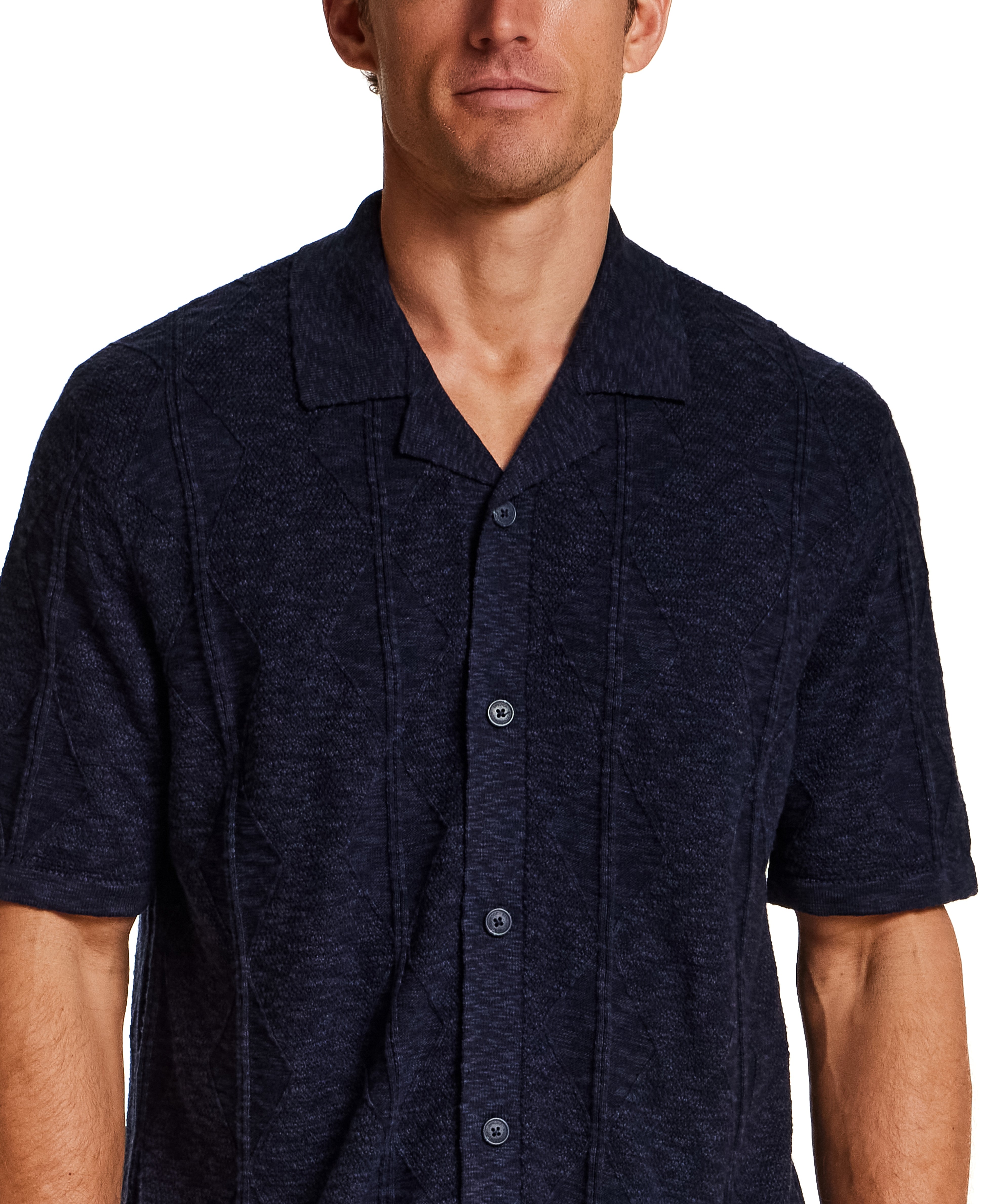Diamond Knit Resort Shirt in Midnight Navy