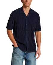 Diamond Knit Resort Shirt in Midnight Navy
